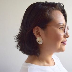 Vintage White Clip On Earrings